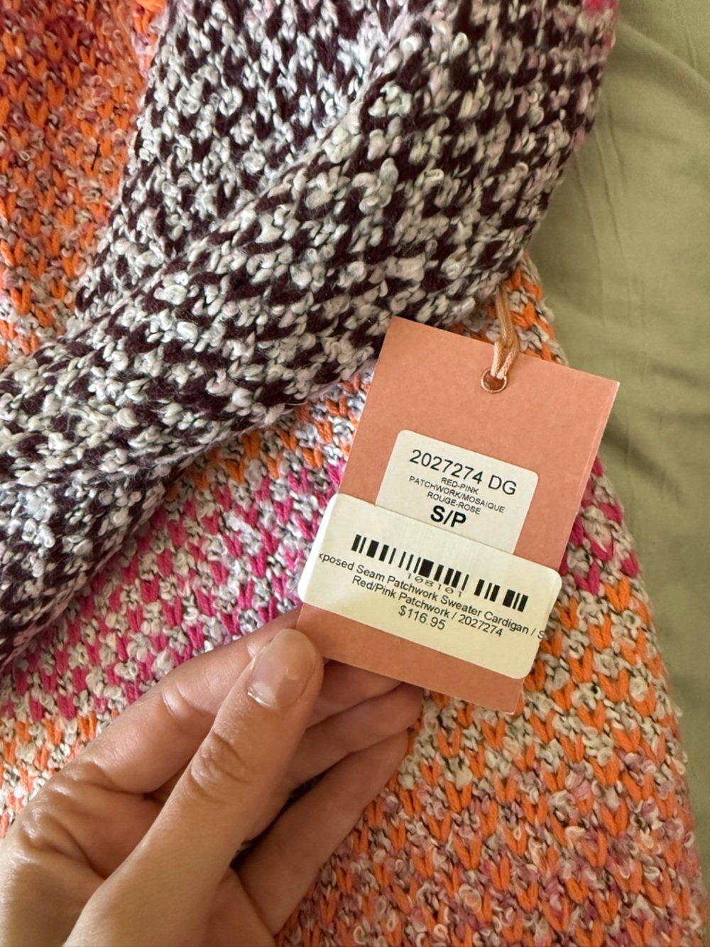 Colorblock Multicolor Open-Front Women's Sweater Cardigan - Picture 3 of 4